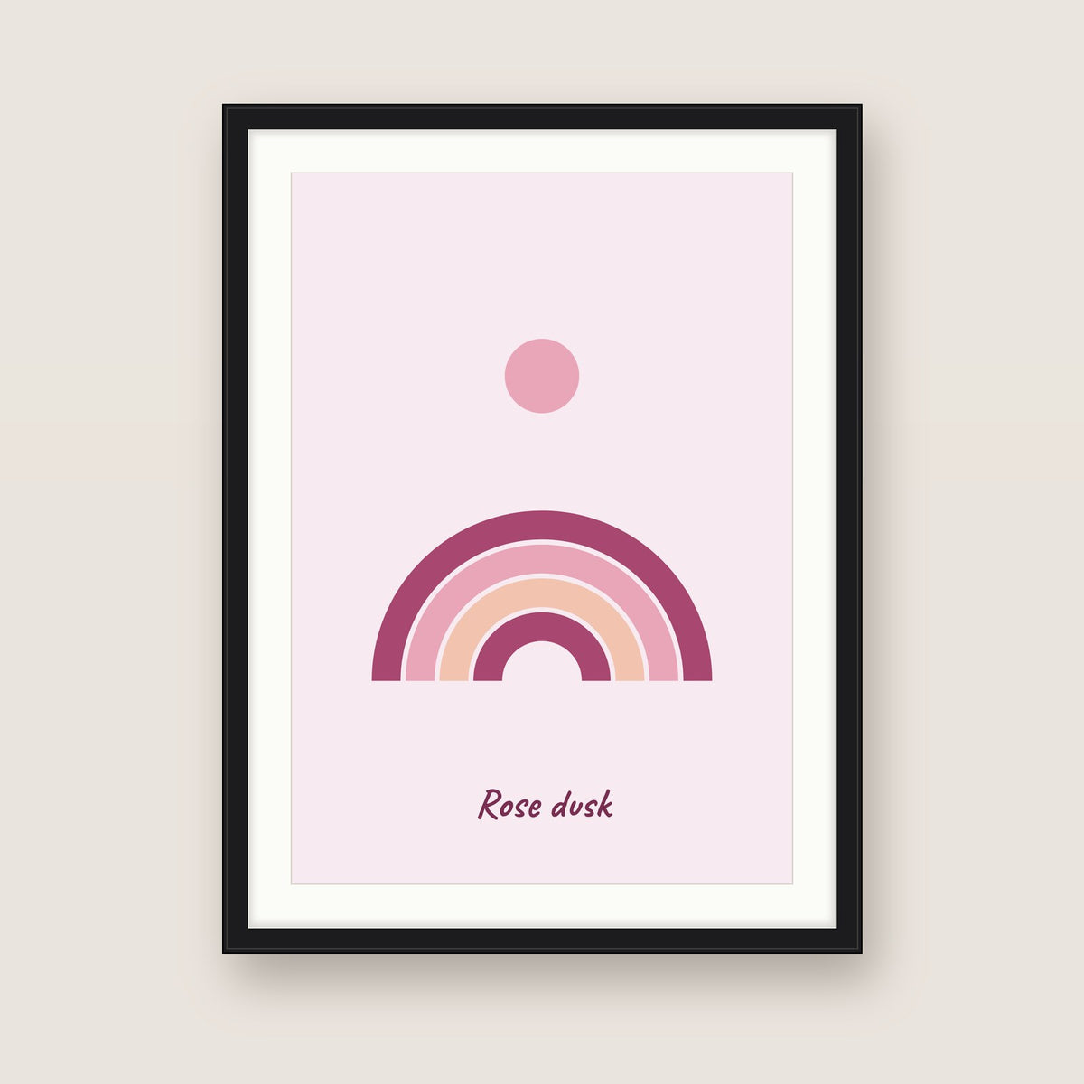 Rose dusk in a black frame
