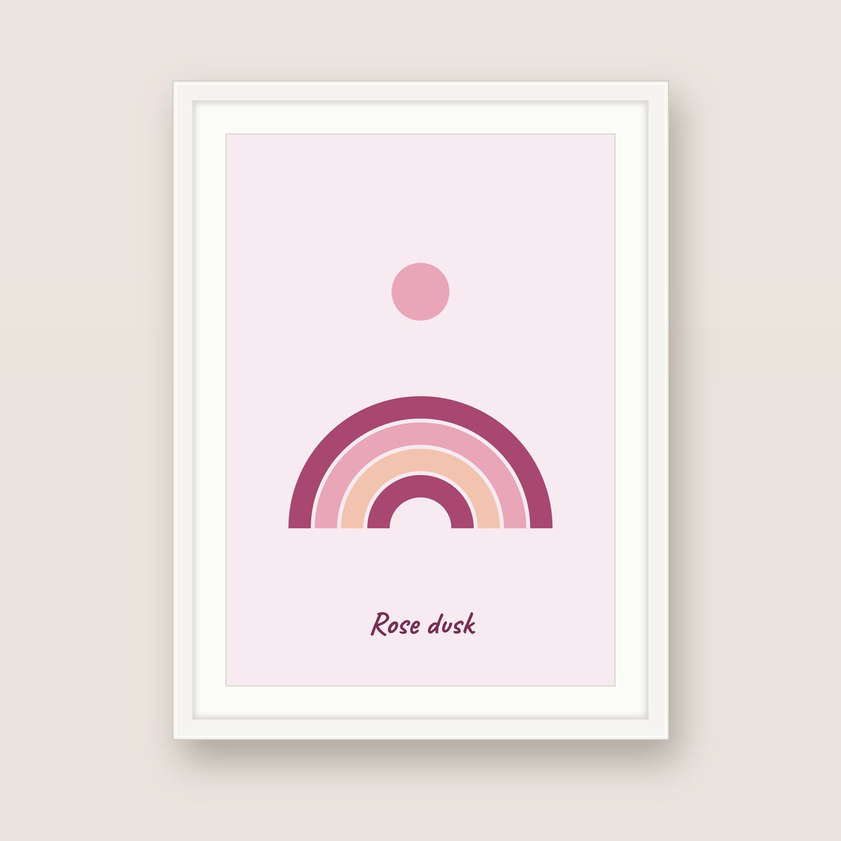 Rose dusk in a white frame
