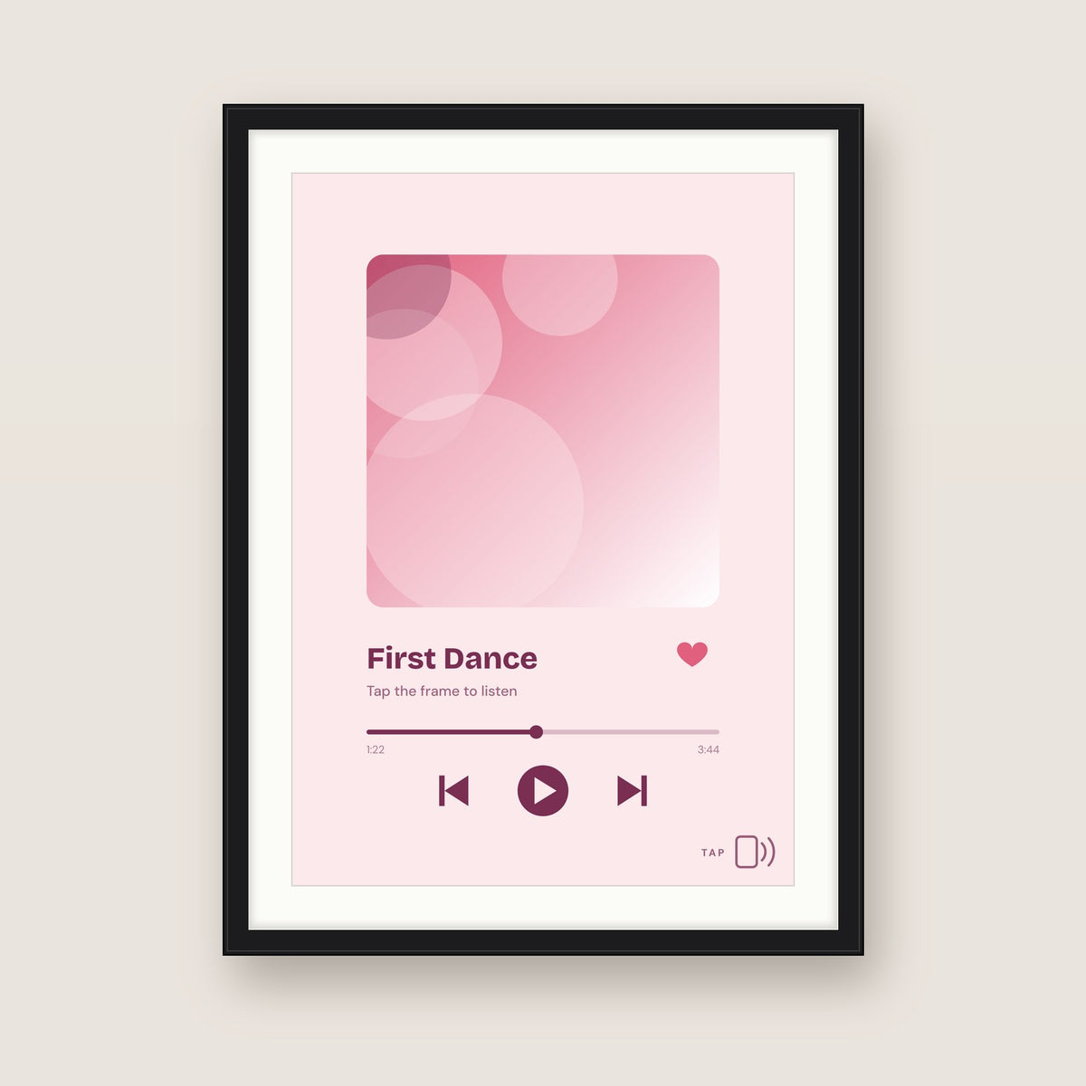 First Dance in a black frame