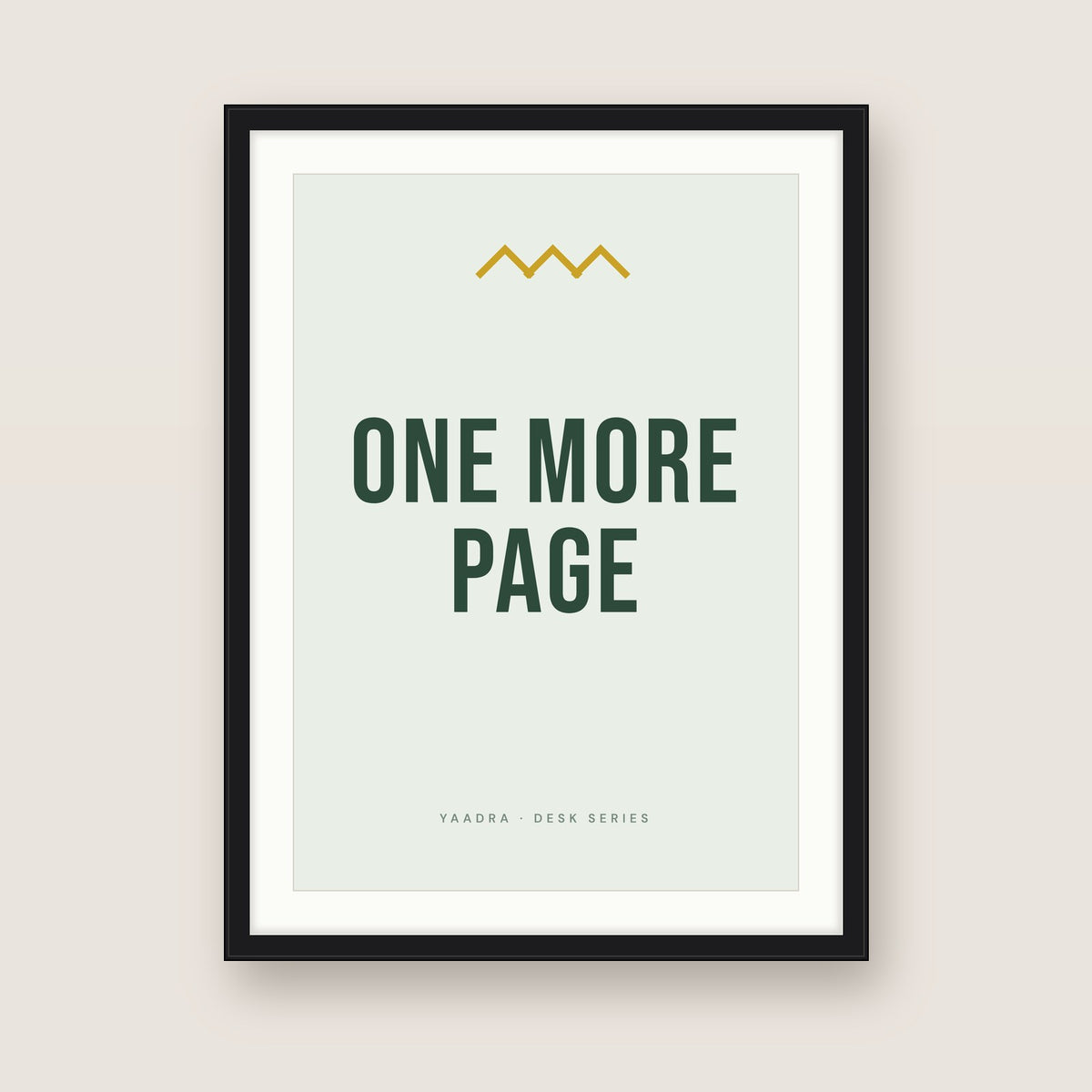 One More Page in a black frame