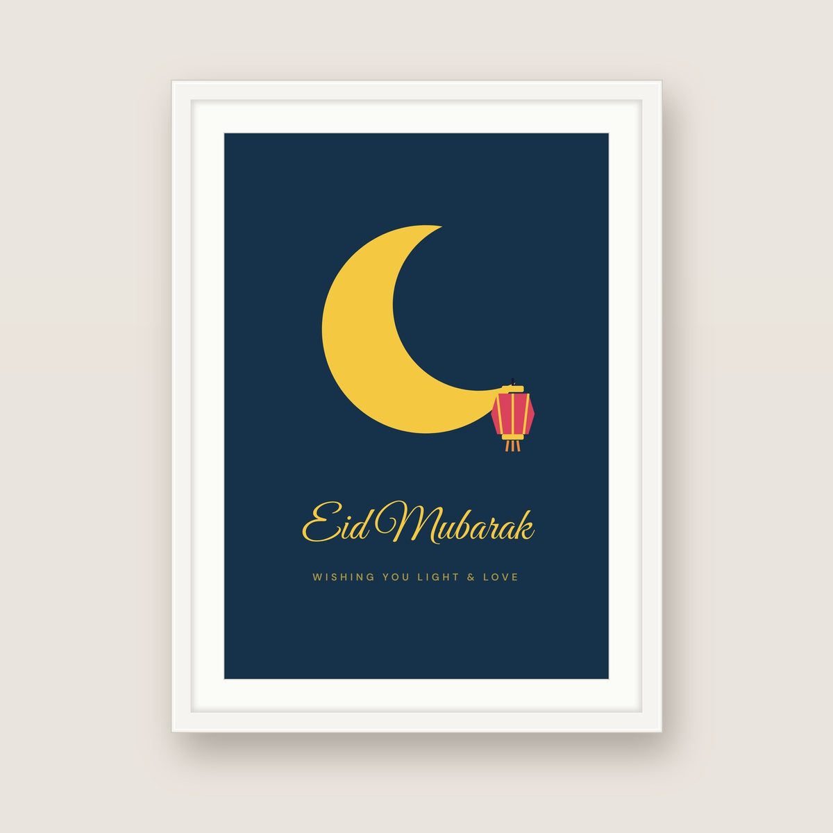 Eid Mubarak in a white frame